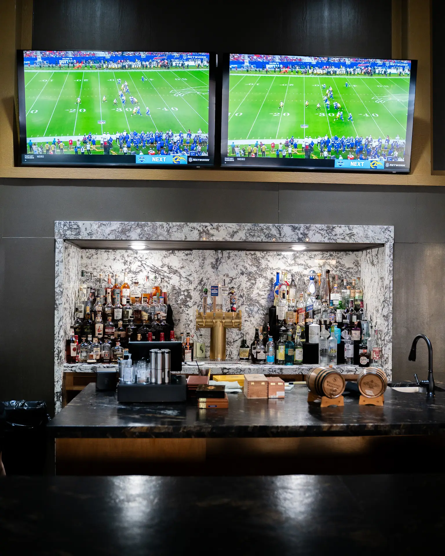 &Bar covered patio at Ember & Vine in Spring, TX